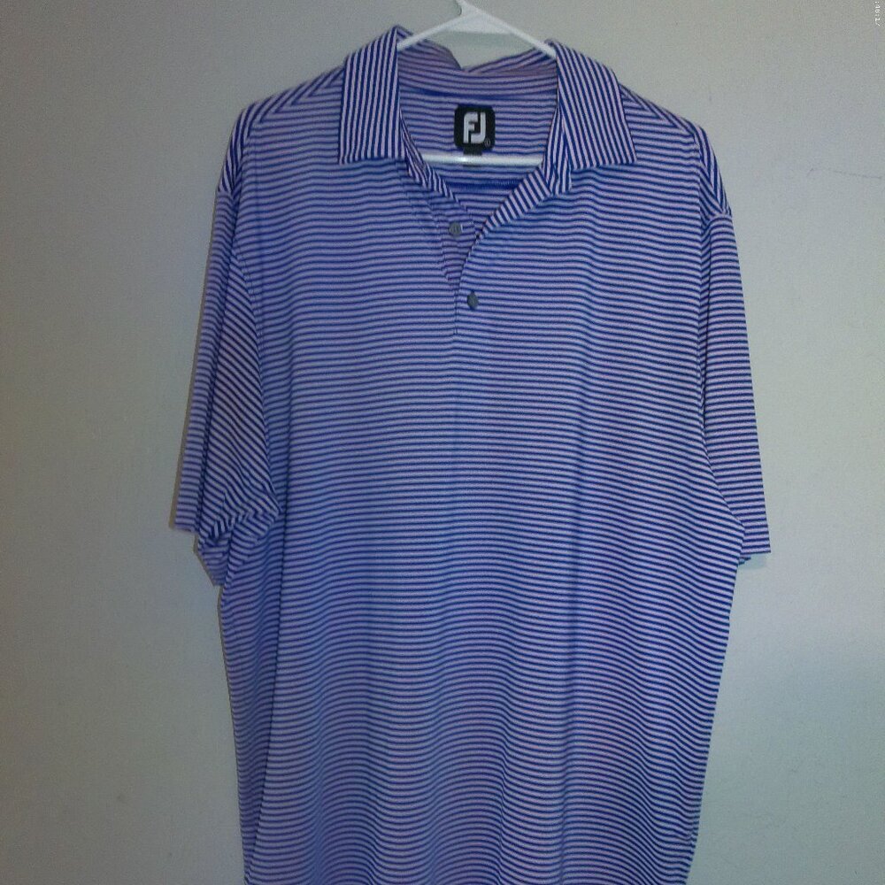 FootJoy FJ Golf Polo Men’s Large Blue White Striped